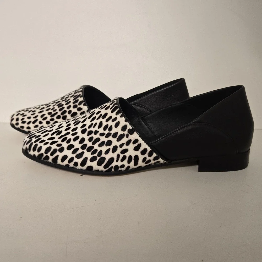Clarks Pure Tone Women's Size 8 M Black White Leather Flat Comfort Loafers